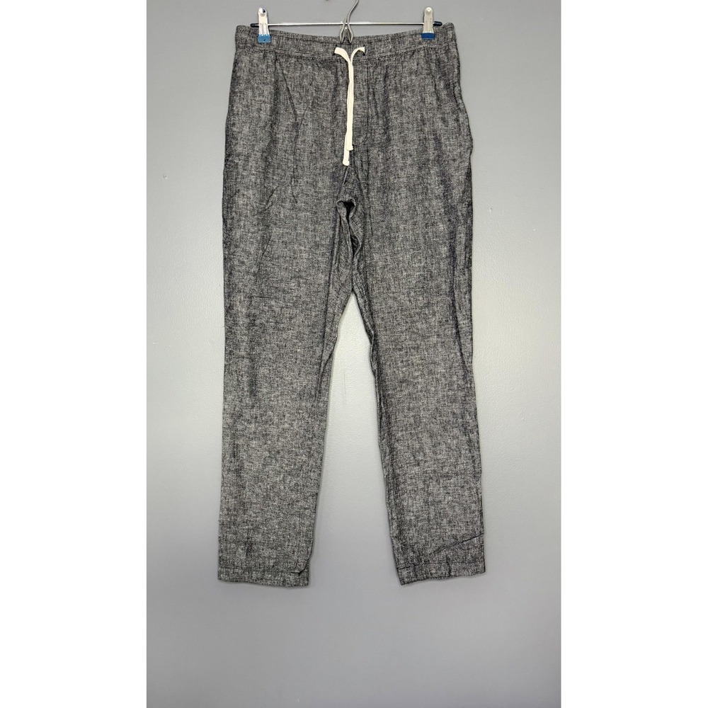 J Crew Chino Pants Men M 30 Gray Linen Cotton Chambray Pull On Drawstring Lounge